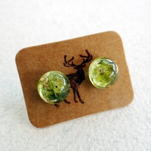 Peridot earrings sterling silver stud Resin earrings handmade Stone earrings August birthstone Leo birthday gifts for her Ukraine sellers