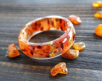 Tiger Lily ring Promise ring for couples eco friendly jewelry Nature ring Engagement ring rose gold Dried flower Resin ring women Fairy ring