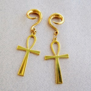 Ankh Gauged Earrings - Available in 6g-0g Ankh Gauged Earrings - Available in 6g-0g