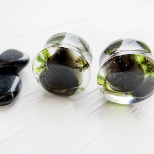 Obsidian plugs gauges Genuine Stone plugs 00g Onyx plugs and tunnels 0g Wedding gifts 38mm plugs Resin plugs Double flared gauges earrings