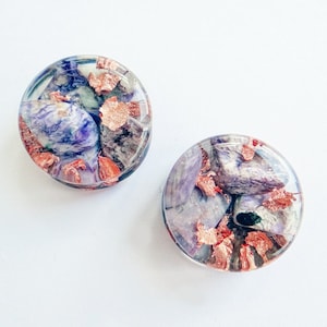 Charoite stone plugs and tunnels 0g earrings 00 gauges 2 inch plugs for ears Resin plugs Double flare plugs fairy magic witch wiccan pagan