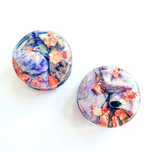 Charoite stone plugs and tunnels 0g earring 00 gauges resin Purple ear gauge 1in