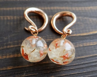 Dandelion gauges 0g Ear weights Resin earrings flowers Wedding 6g plugs dangle