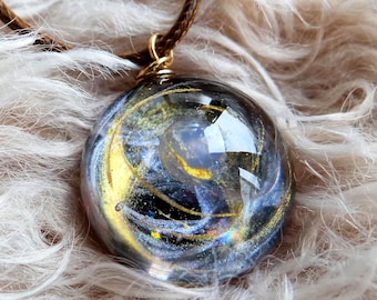 Celestial Pendant, Galaxy Nebula Orb Jewelry Resin, Astronomy Lover Gifts, Ooak Necklace Space