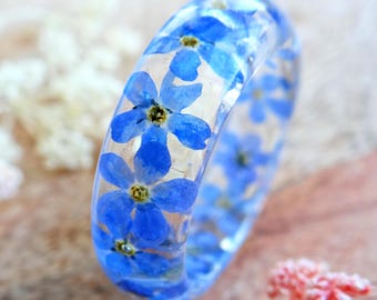 Forget-me-not ring Nature Promise ring for couple Forest Resin engagement ring
