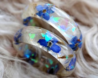 Dandelion Ring Iridescent: Fairy Wish Jewelry, Forget-Me-Not Gift Sentimental, Custom Resin Ring