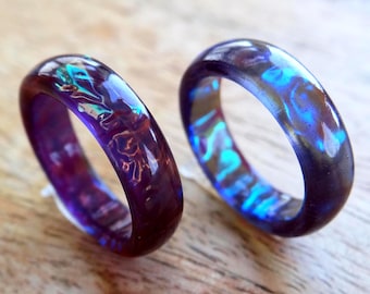 Ring van iriserende hars: Aurora Borealis-stijl, stapelring, verlovingsring, alternatief