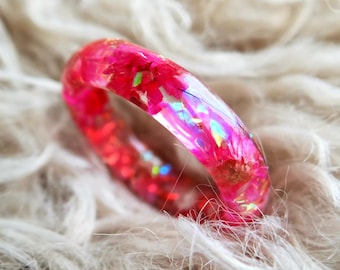 Resin Cremation Ring: Fur Keepsake Jewelry, Iridescent Custom, Bespoke Hair Memorial, Pet Loss, Ashes