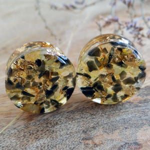 Genuine Citrine plugs gold Obsidian gauges 1 inch Stone 00 plugs 42mm Gemstone ear tunnels crystal Resin plugs Wedding gauges hypoallergenic