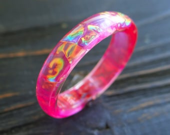 Ring van iriserende hars: Barbiecore Aurora Opal-stapelring, fantasie, kwal, eenhoorn, zeemeermin