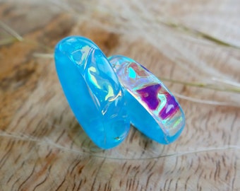 Iridescent Jellyfish Resin Ring: Aurora Borealis Mermaid Style, Blue Shimmer, Promise Ring