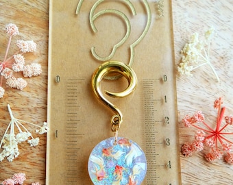Handmade Goldfish Gauge Earrings: Resin Koi Fish, Ear Weights for Stretched Ears, Spiral Gauges