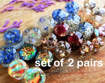 SET of 2 PAIRS Plugs: Wedding Gauges, Tunnels 2G - 2 Inches, Valentines Gift Box