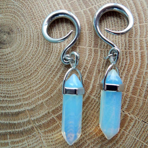 Opalite gauges Witch earrings 6g hanger 2g ear weights 0g dangle plug 00g tunnel