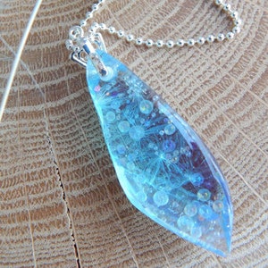 SHIP NEXT DAY Fairy necklace Fantasy jewelry Dandelion necklace Transparent Sterling silver chain Resin art pendant necklace Bubble necklace