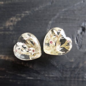 Heart plugs Wildflower Romantic wedding gauge Pressed flower 0g tunnel 00 gauges