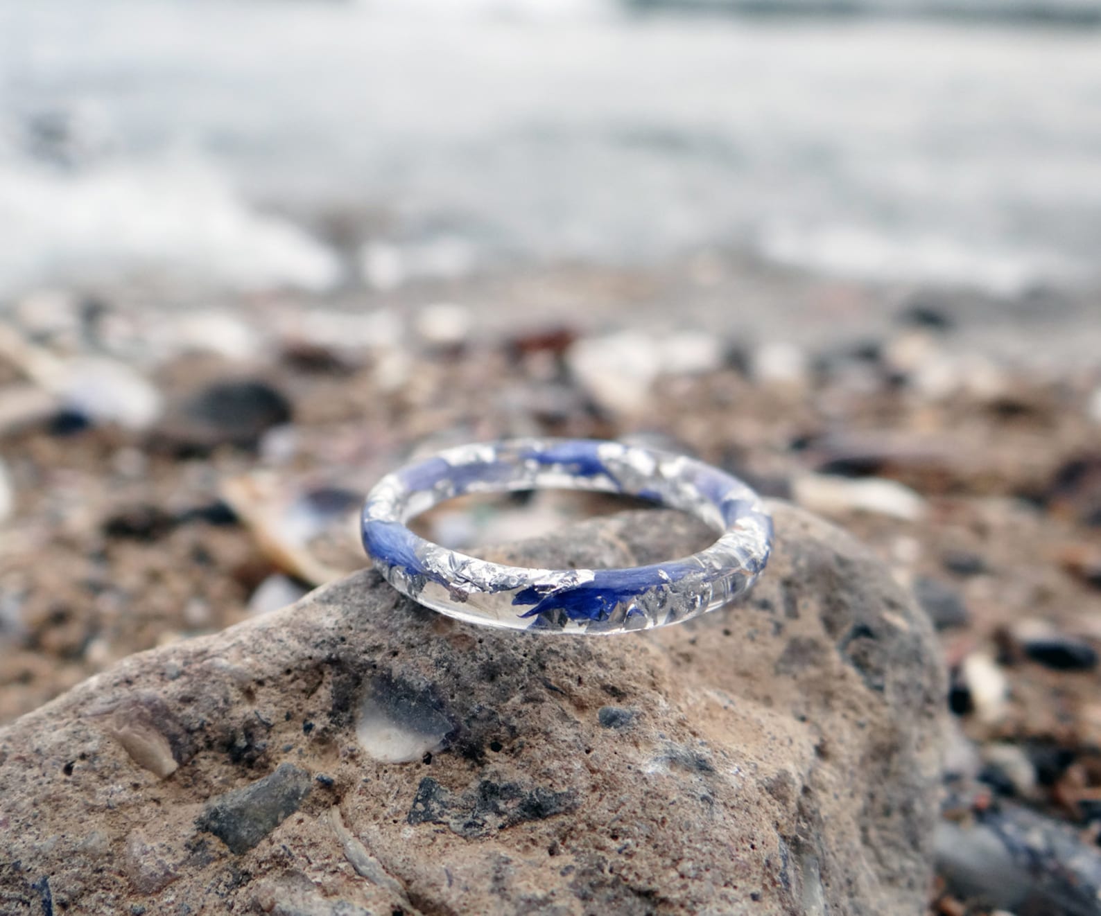 CORNFLOWER Blue Ring Resin Ring Thin Ring Small Stacking Ring Etsy