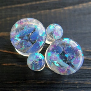 Opalite plugs Resin gauges earrings 4g plugs double flare 2g tunnels 0g plugs 00 gauges for men Rainbow plugs 2 inch plugs Prom plugs Fairy