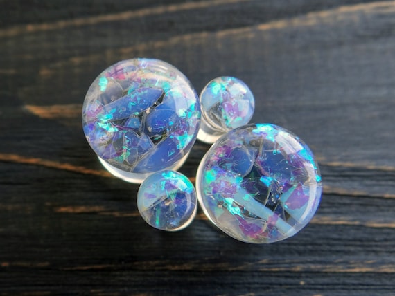 Opalite Plugs Resin Gauges Earrings 4g Plugs Double Flare 2g - Etsy