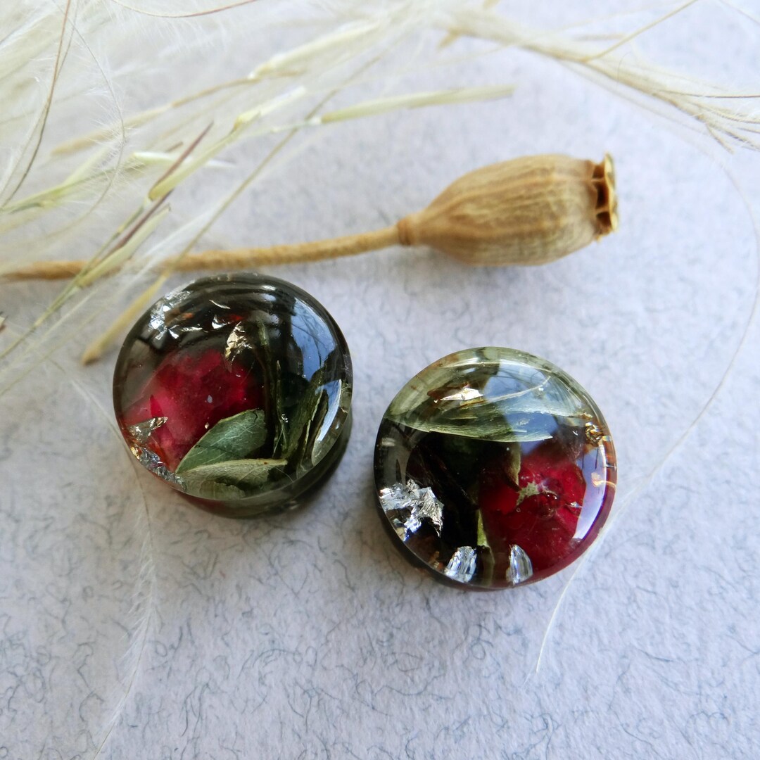 Real Eucalyptus and Roses Ear Plugs 2g Earrings 0g Tunnels 00g Plugs ...