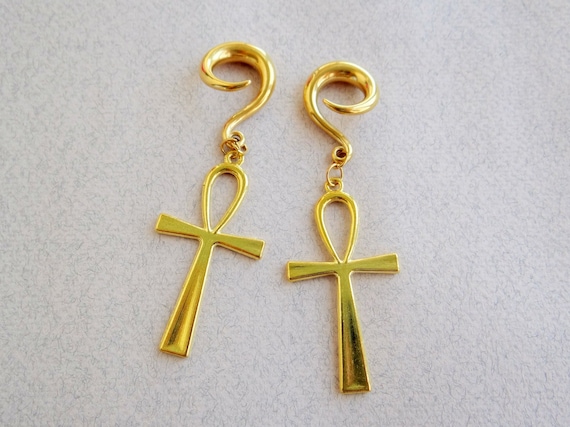 Ankh Gauged Earrings - Available in 6g-0g Ankh Gauged Earrings - Available in 6g-0g