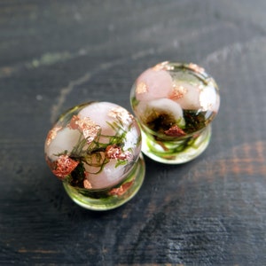 Opal plugs 00 gauges earrings Resin plugs for women for men Stone plugs and tunnels Rose gold plugs gauges Wedding gauges 3/4'' ear plugs