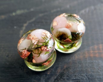 Opal plugs 00 gauges earrings Resin plugs for women for men Stone plugs and tunnels Rose gold plugs gauges Wedding gauges 3/4&#39;&#39; ear plugs