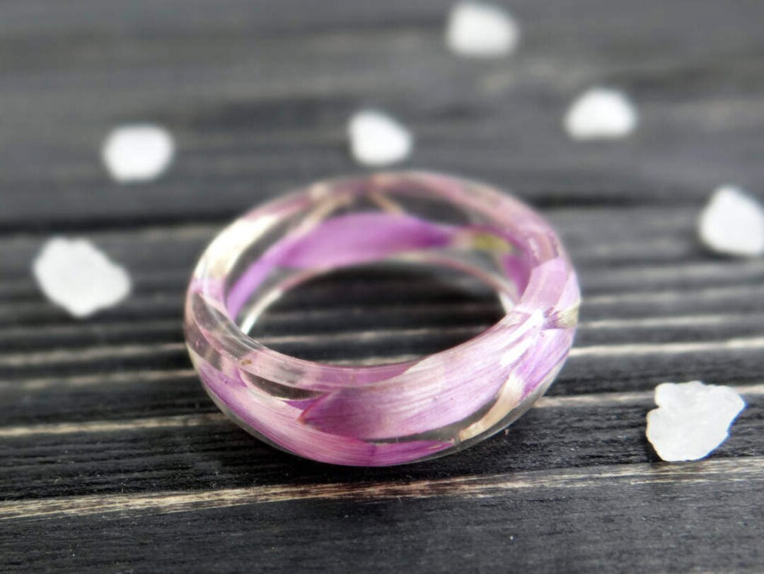 Pressed Flower Resin Ring Everlasting Flower Ring Promise Ring Set