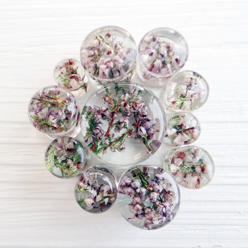 Real Heather Plugs and Tunnels Wedding Gauges Floral Gauge 2g Etsy UK