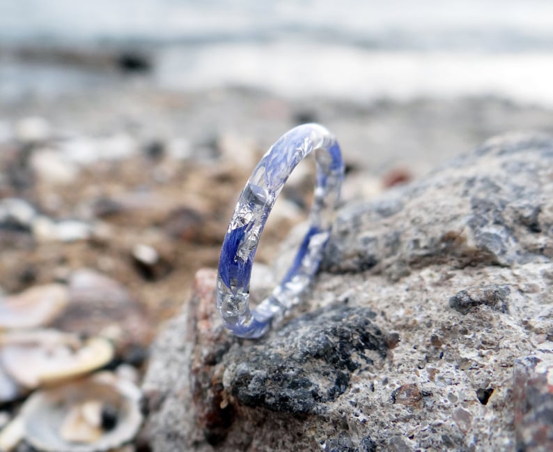 CORNFLOWER blue ring Resin ring Thin Ring Small stacking ring Etsy