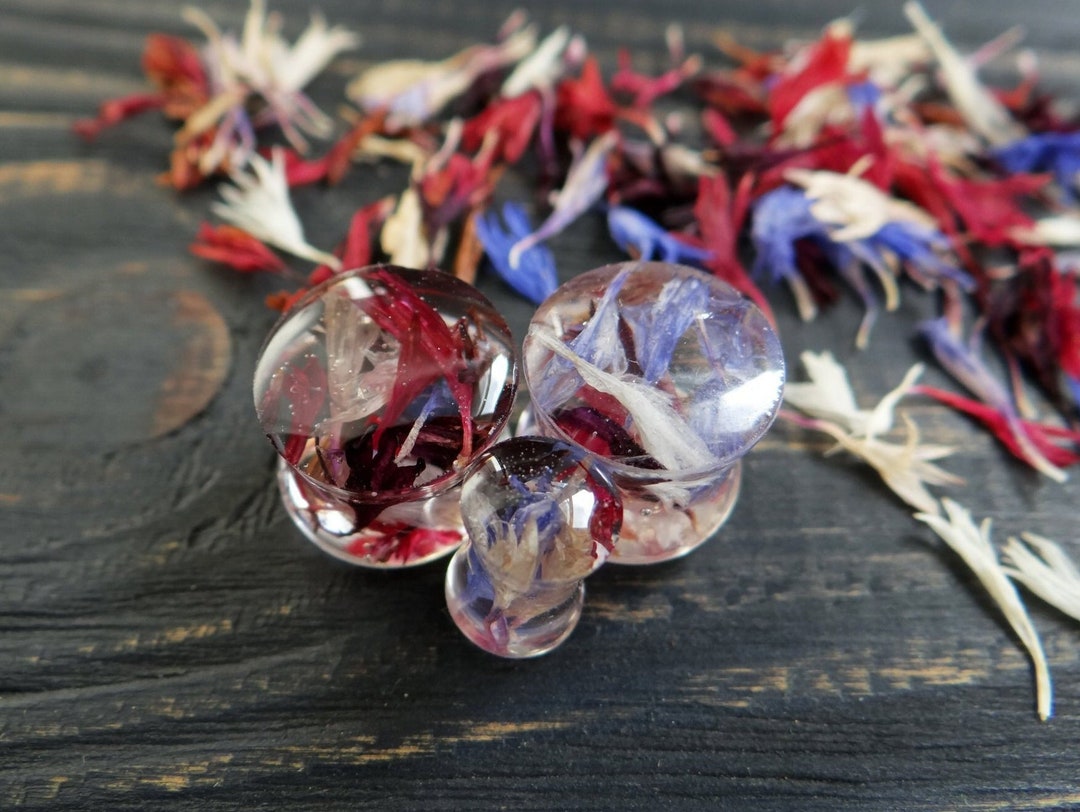 Mixed Cornflower Plugs Earrings Resin Men Gauges Boho Wedding Plugs 4g Gauges 2g Tunnels 0g Ear