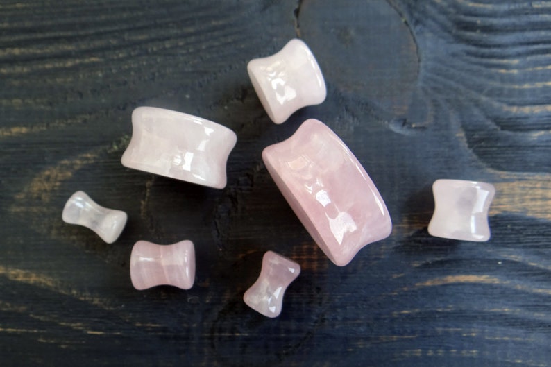 Rose Quartz Plugs Organic Stone Plugs 00g 4g Plugs Ear Gauges Etsy