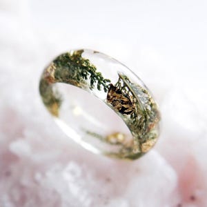 Yarrow Ring, Clear Resin Jewelry: Protection Amulet, Healing Jewelry, Witchy Gift for Her image 9