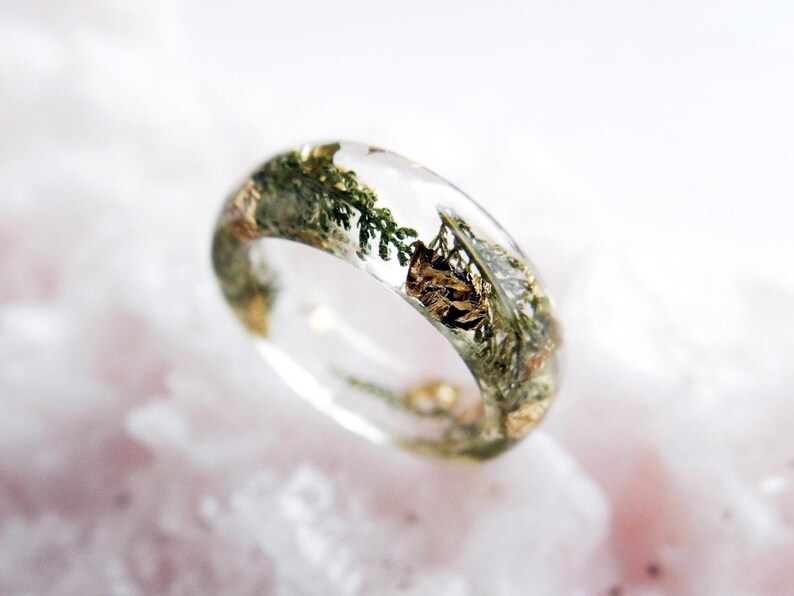Yarrow Ring, Clear Resin Jewelry: Protection Amulet, Healing Jewelry, Witchy Gift for Her image 9