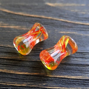 Orange Plugs Gauge 4g Ohrringe 2g Gauge Hippie Schmuck 0g Plugs 00g Hochzeit Plugs Getrocknete Blumen Ohrringe Floral Plugs 00g Tunnels Kunstharz