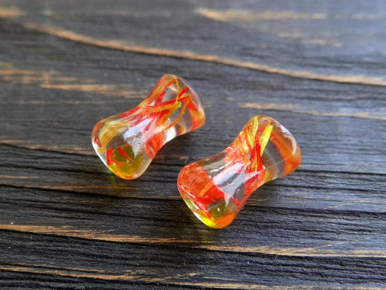 Orange Plugs Gauges 4g Earrings 2g Gauges Hippie Jewelry 0g Etsy