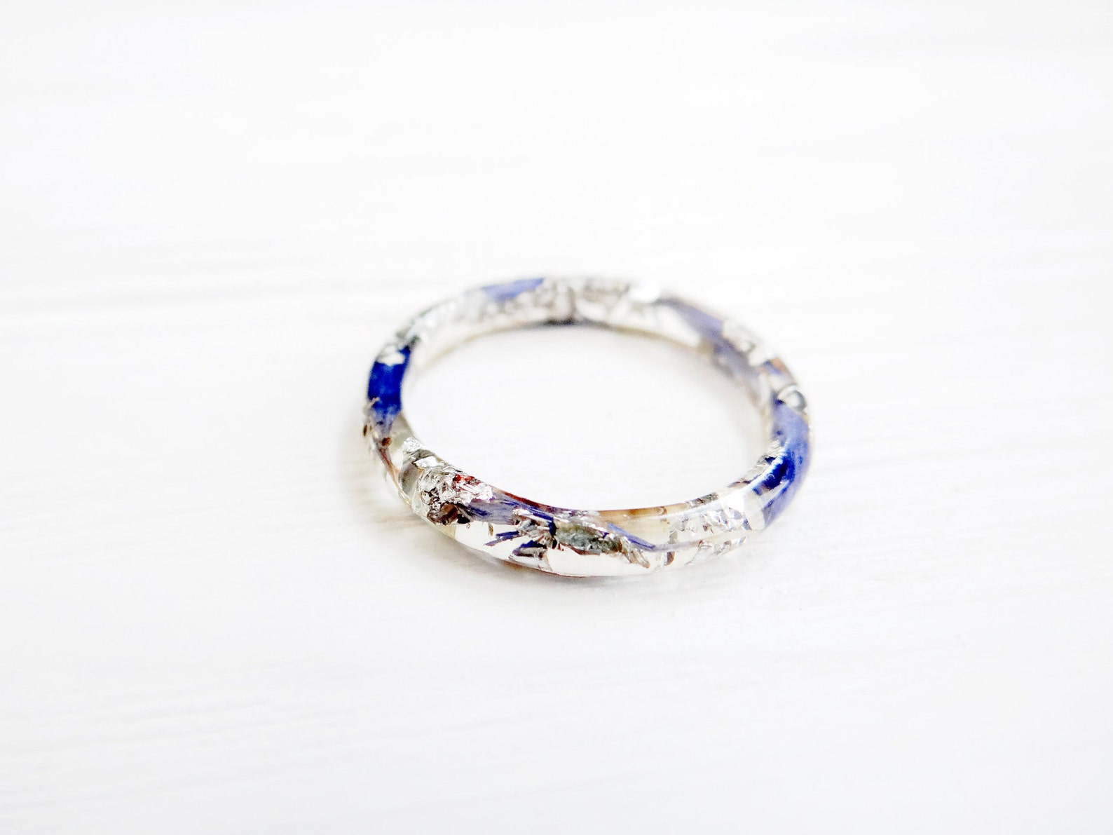 CORNFLOWER Blue Ring Resin Ring Thin Ring Small Stacking Ring Etsy