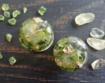 Peridot plugs Citrine plugs gauges 0g 00 plugs earrings August birthstone jewelry November birthstone gift for him Stone plugs Resin plugs