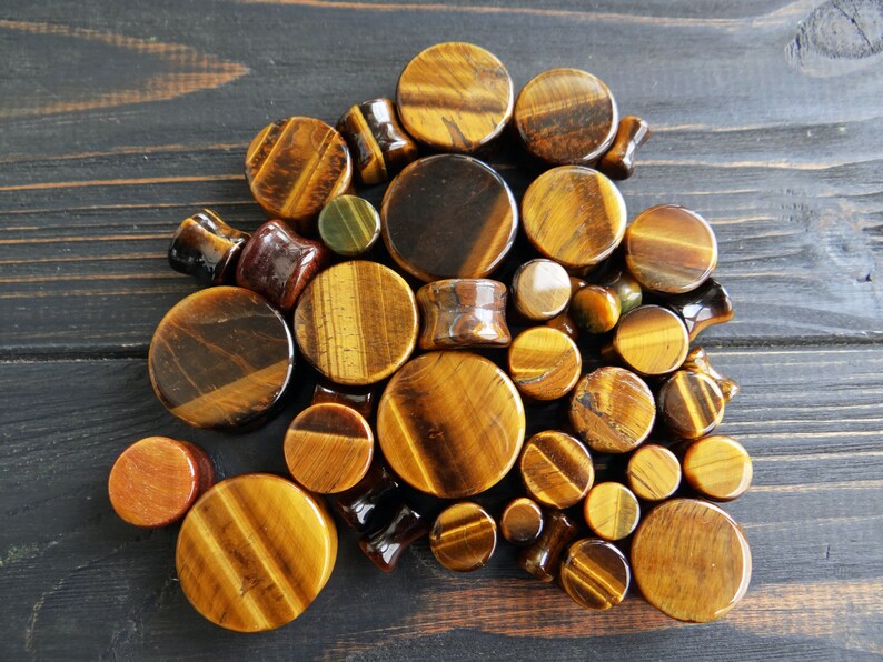 Tiger Eye Plugs Organic Stone Plug 0g Tunnel 00 Gauges for Etsy
