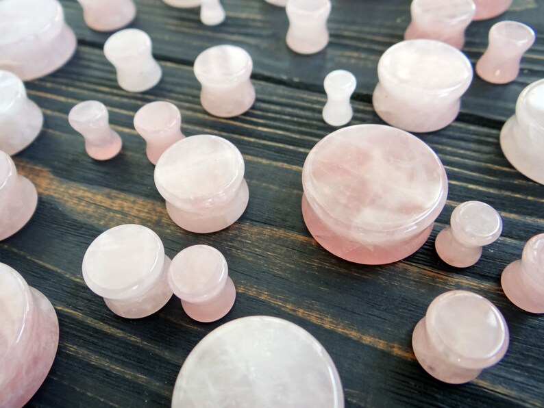 Rose Quartz Plugs Organic Stone Plugs 00g 4g Plugs Ear Gauges Etsy