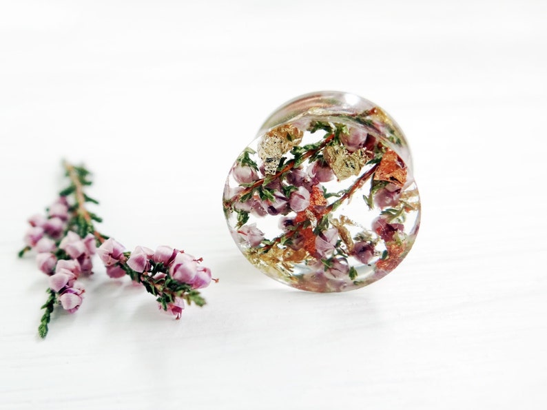 Real Heather Plugs and Tunnels Wedding Gauges Floral Gauge 2g Etsy UK