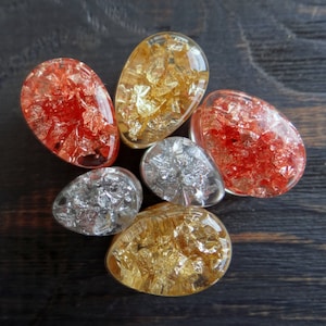 Rose Gold Silver gauges 4g 2g 0g 00g Plug and tunnel Iridescent Teardrop Resin
