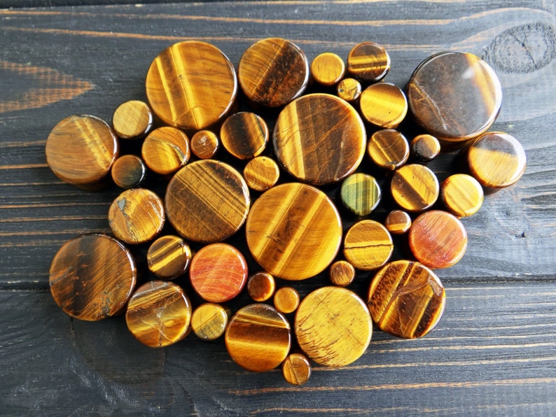 Tiger Eye Plugs Organic Stone Plug 0g Tunnel 00 Gauges for Etsy