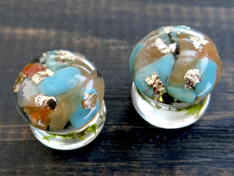 Turquoise plug earrings Orange Aventurine plugs and tunnels Etsy