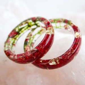 POMERGRANATE pressed flower ring Nature ring Engagement ring Resin promise ring