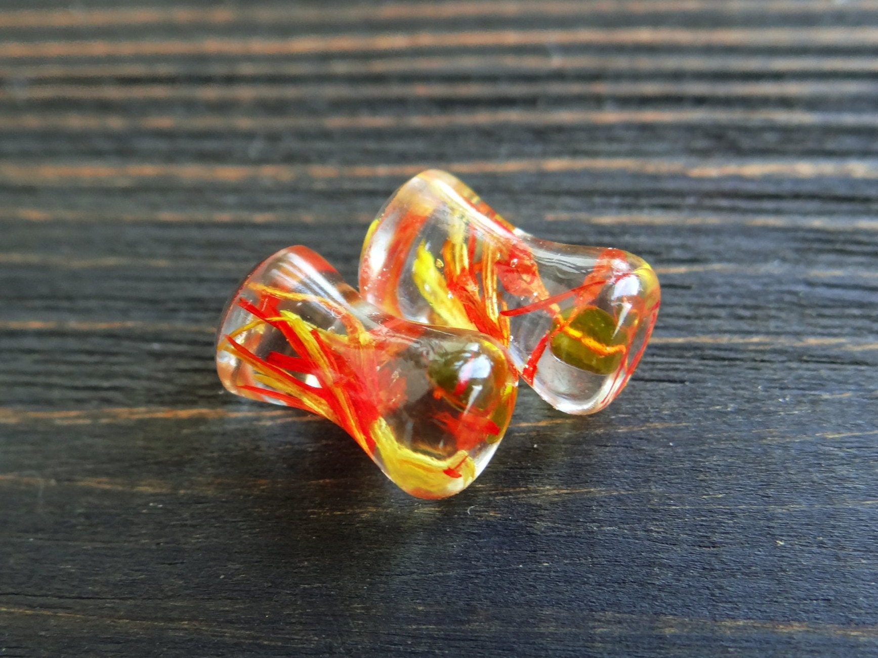 Orange Plugs Gauges 4g Earrings 2g Gauges Hippie Jewelry 0g Etsy