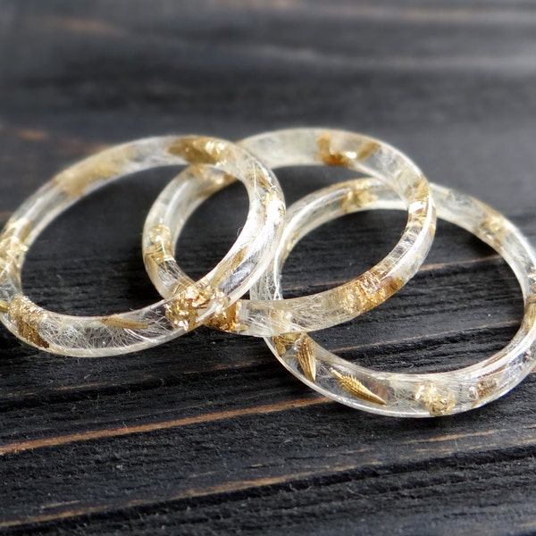 Löwenzahn Ring Dünner Harz Ring Kleine Ringe Freundschaftsringe Elfen Ring Versprechen Ring für sie Gold Ring Zierliche Ring Minimalist Ring für Männer