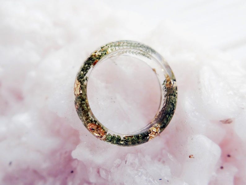 Yarrow Ring, Clear Resin Jewelry: Protection Amulet, Healing Jewelry, Witchy Gift for Her image 10