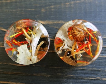 Mushroom plugs Forest tunnels 0 gauge earring 00g plugs Fairy Witch Magic Mystic