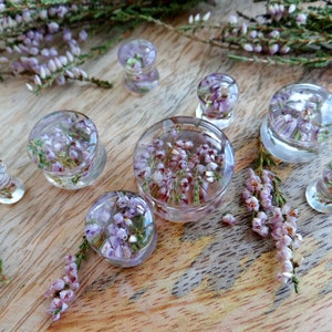 Real Heather plugs and tunnels Wedding gauges Floral gauge 2g 0g 00g 1'' 2'' Nature Resin plugs Lilac flower plug for women for men Ear plug without flakes